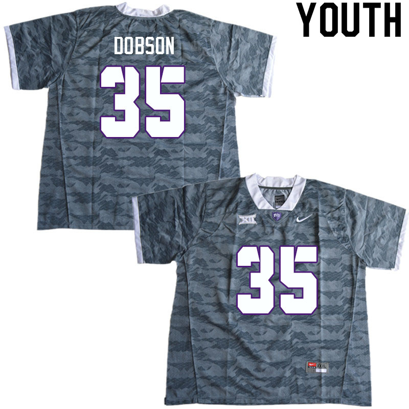 Youth #35 Colton Dobson TCU Horned Frogs College Football Jerseys Sale-Gray